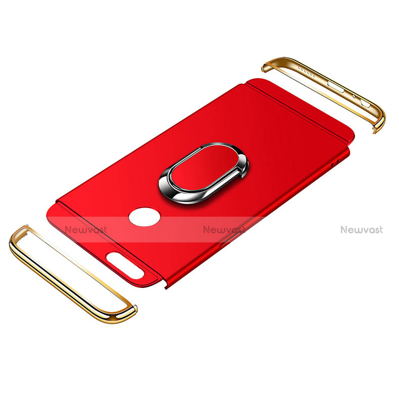 Luxury Metal Frame and Plastic Back Cover with Finger Ring Stand and Lanyard for Huawei Enjoy 7S