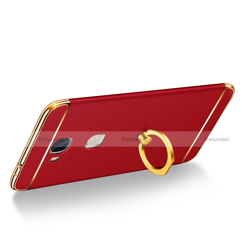 Luxury Metal Frame and Plastic Back Cover with Finger Ring Stand and Lanyard for Huawei GR5
