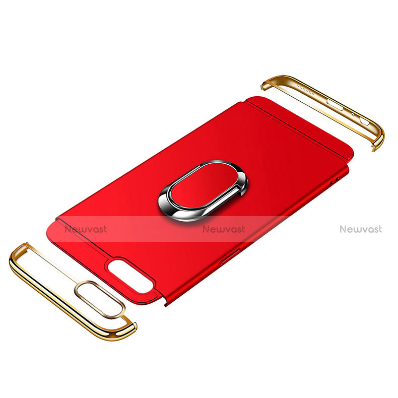 Luxury Metal Frame and Plastic Back Cover with Finger Ring Stand and Lanyard for Huawei Honor View 10