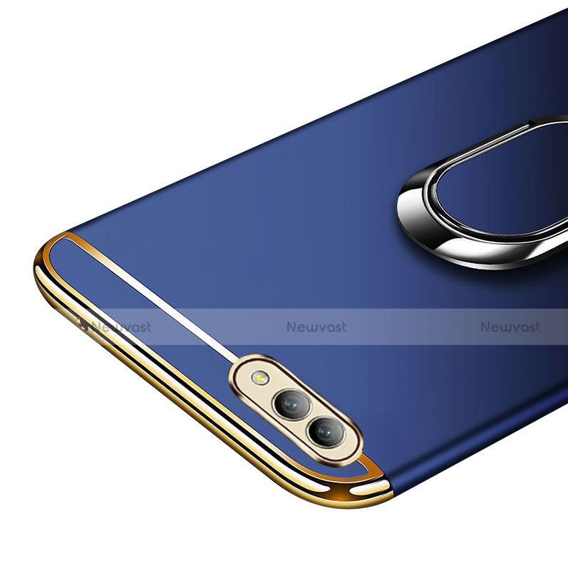 Luxury Metal Frame and Plastic Back Cover with Finger Ring Stand and Lanyard for Huawei Honor View 10
