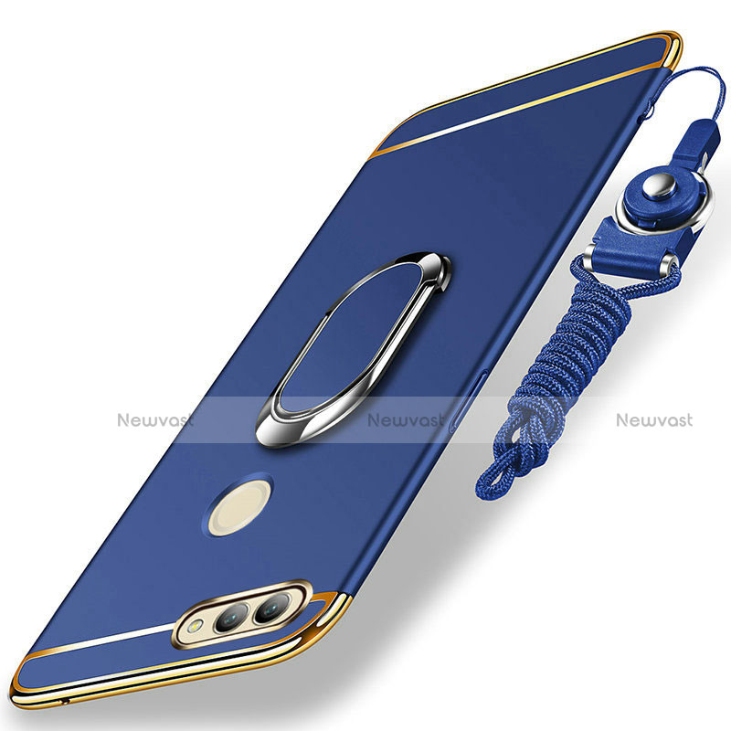 Luxury Metal Frame and Plastic Back Cover with Finger Ring Stand and Lanyard for Huawei Nova 2