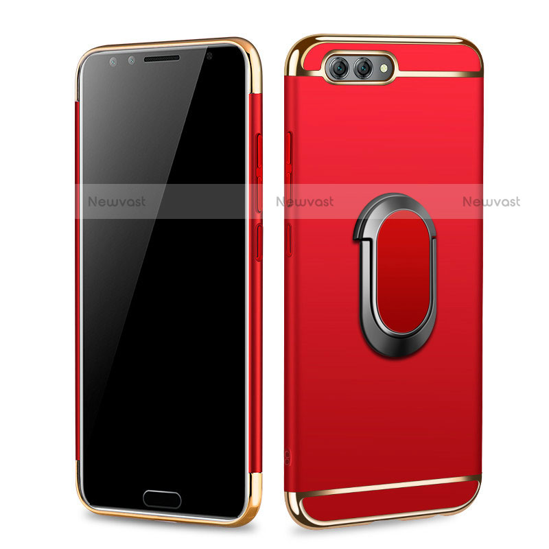 Luxury Metal Frame and Plastic Back Cover with Finger Ring Stand and Lanyard for Huawei Nova 2S