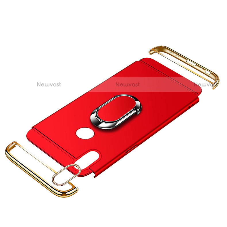 Luxury Metal Frame and Plastic Back Cover with Finger Ring Stand and Lanyard for Huawei Nova 3e