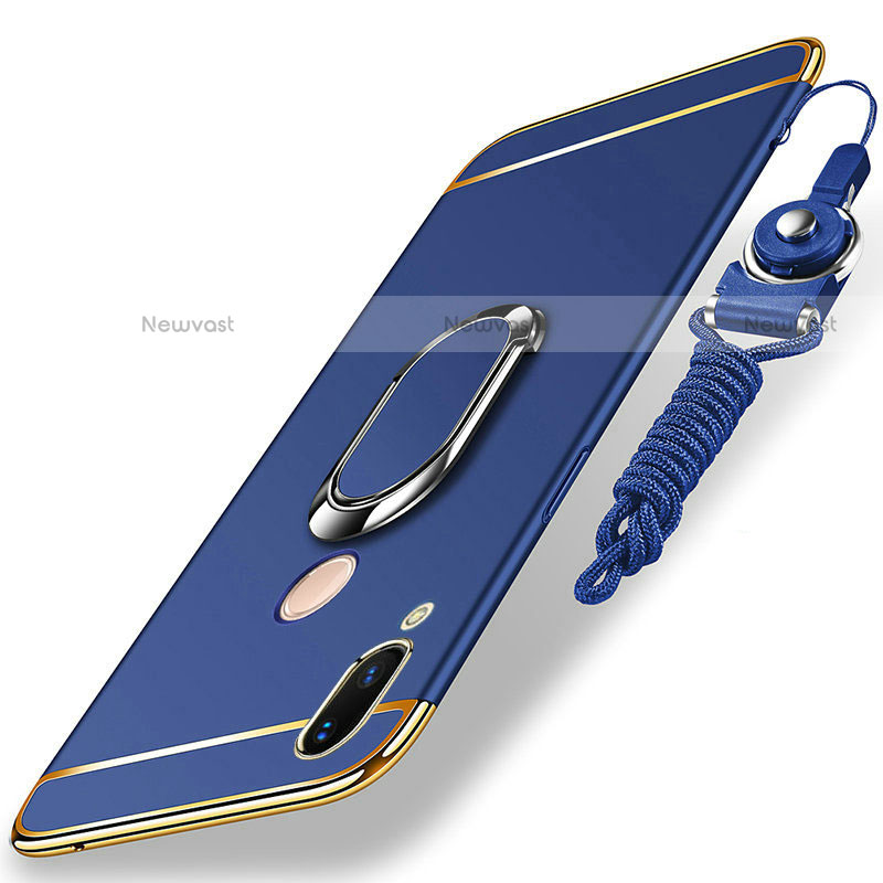 Luxury Metal Frame and Plastic Back Cover with Finger Ring Stand and Lanyard for Huawei Nova 3e