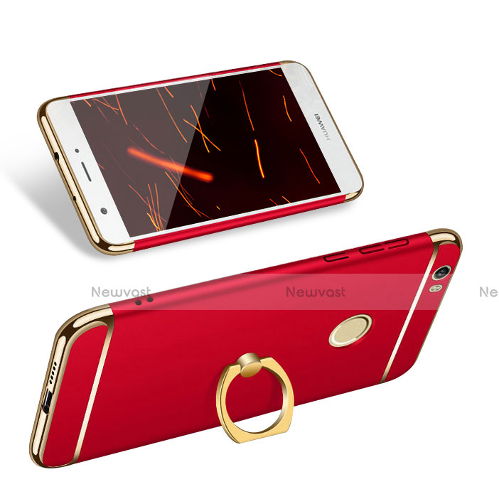 Luxury Metal Frame and Plastic Back Cover with Finger Ring Stand and Lanyard for Huawei Nova