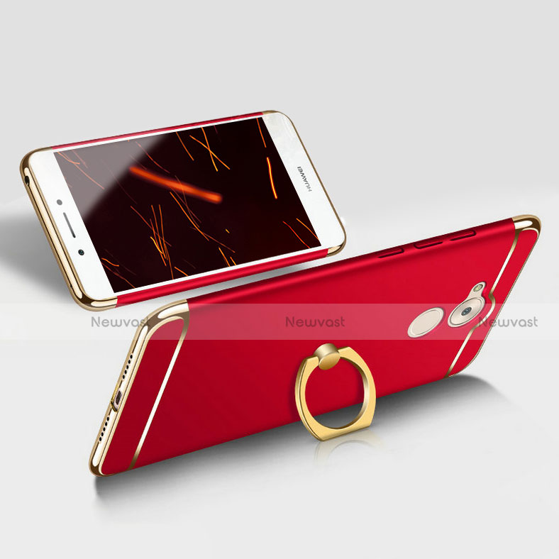 Luxury Metal Frame and Plastic Back Cover with Finger Ring Stand and Lanyard for Huawei Nova Smart