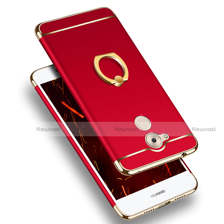 Luxury Metal Frame and Plastic Back Cover with Finger Ring Stand and Lanyard for Huawei Nova Smart