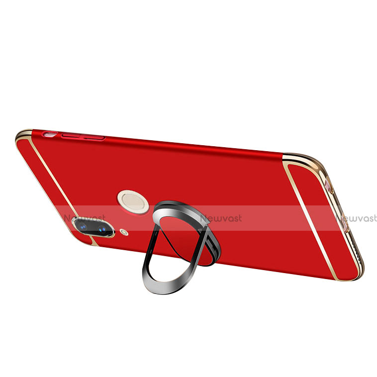 Luxury Metal Frame and Plastic Back Cover with Finger Ring Stand and Lanyard for Huawei P20 Lite