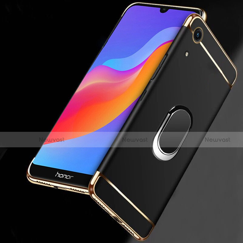 Luxury Metal Frame and Plastic Back Cover with Finger Ring Stand for Huawei Honor Play 8A Black