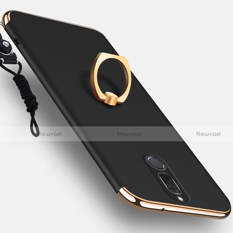 Luxury Metal Frame and Plastic Back Cover with Finger Ring Stand for Huawei Maimang 6 Black