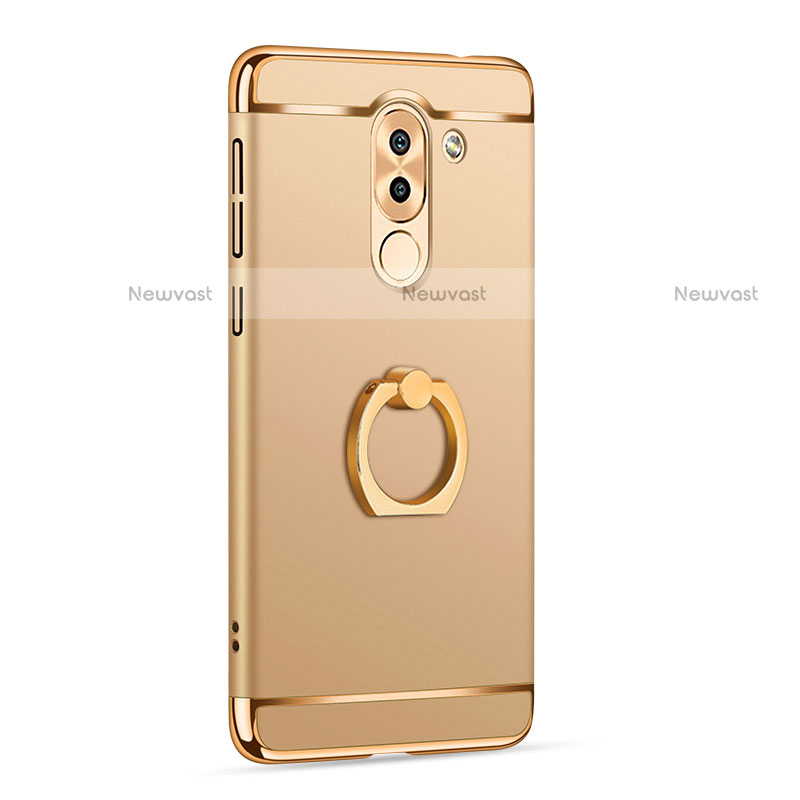 Luxury Metal Frame and Plastic Back Cover with Finger Ring Stand for Huawei Mate 9 Lite Gold