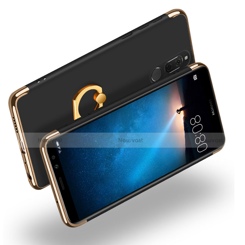 Luxury Metal Frame and Plastic Back Cover with Finger Ring Stand for Huawei Nova 2i Black