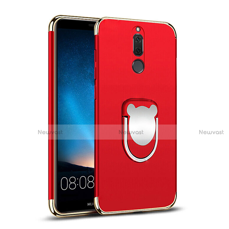 Luxury Metal Frame and Plastic Back Cover with Finger Ring Stand for Huawei Nova 2i Red