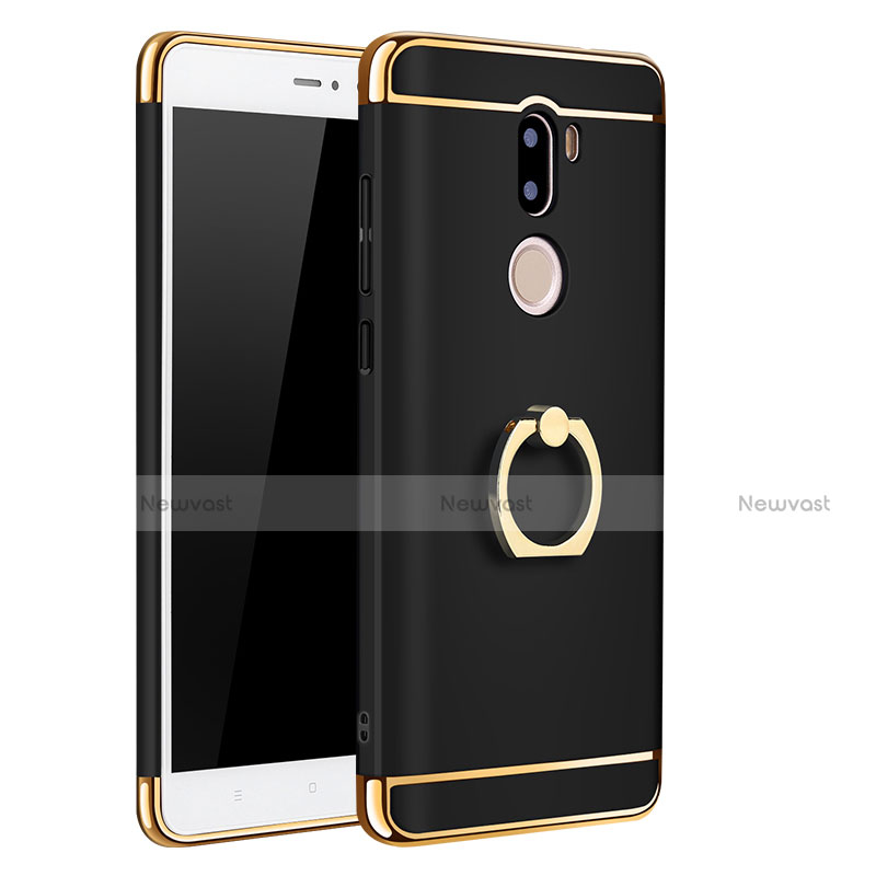 Luxury Metal Frame and Plastic Back Cover with Finger Ring Stand for Xiaomi Mi 5S Plus Black
