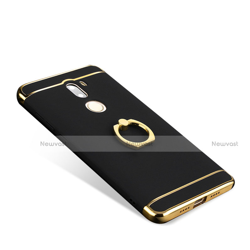 Luxury Metal Frame and Plastic Back Cover with Finger Ring Stand for Xiaomi Mi 5S Plus Black