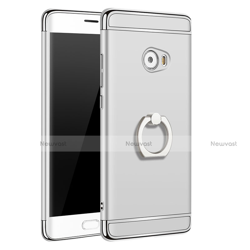 Luxury Metal Frame and Plastic Back Cover with Finger Ring Stand for Xiaomi Mi Note 2 Special Edition Silver