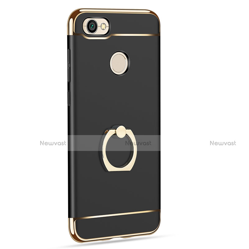 Luxury Metal Frame and Plastic Back Cover with Finger Ring Stand for Xiaomi Redmi Y1 Black