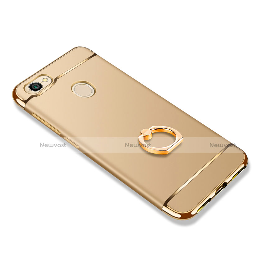 Luxury Metal Frame and Plastic Back Cover with Finger Ring Stand for Xiaomi Redmi Y1 Gold