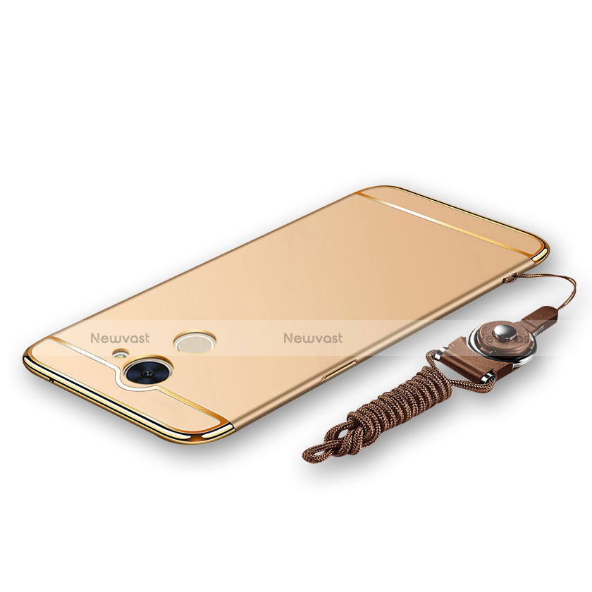 Luxury Metal Frame and Plastic Back Cover with Lanyard for Huawei Enjoy 7 Plus Gold
