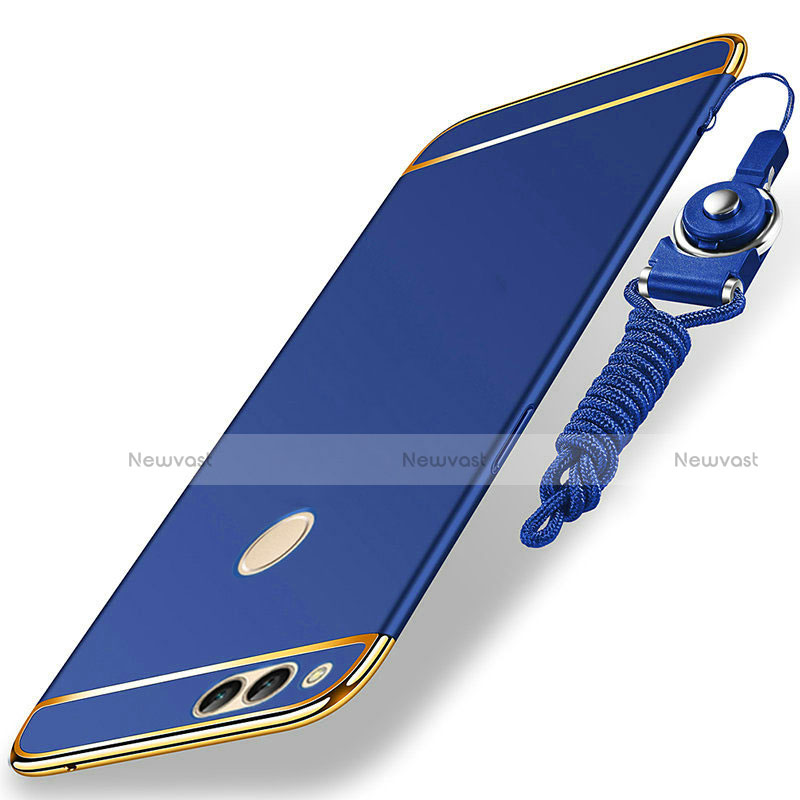 Luxury Metal Frame and Plastic Back Cover with Lanyard for Huawei Honor 7X