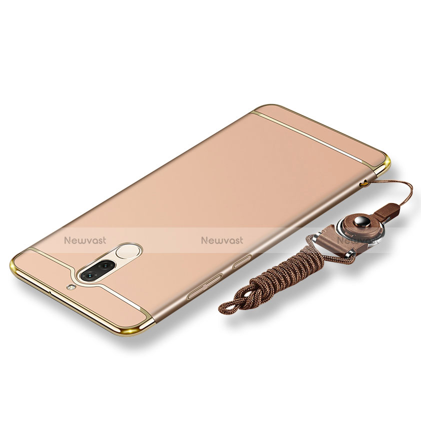 Luxury Metal Frame and Plastic Back Cover with Lanyard for Huawei Nova 2i Gold