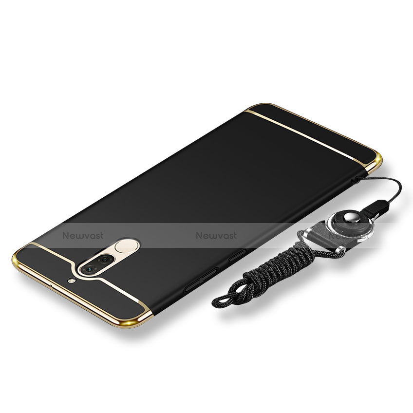 Luxury Metal Frame and Plastic Back Cover with Lanyard for Huawei Rhone Black