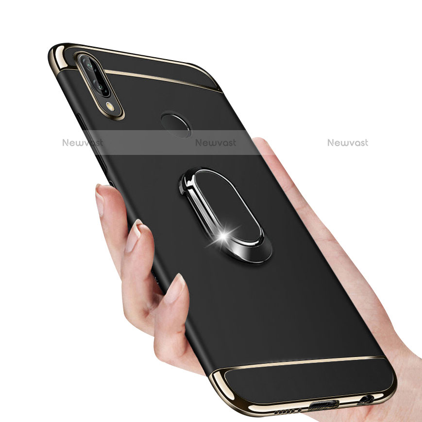 Luxury Metal Frame and Plastic Back Cover with Magnetic Finger Ring Stand for Huawei Nova 3i Black