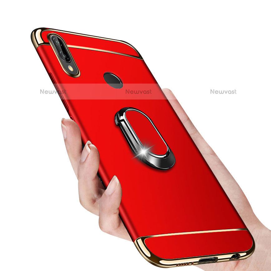 Luxury Metal Frame and Plastic Back Cover with Magnetic Finger Ring Stand for Huawei Nova 3i Red