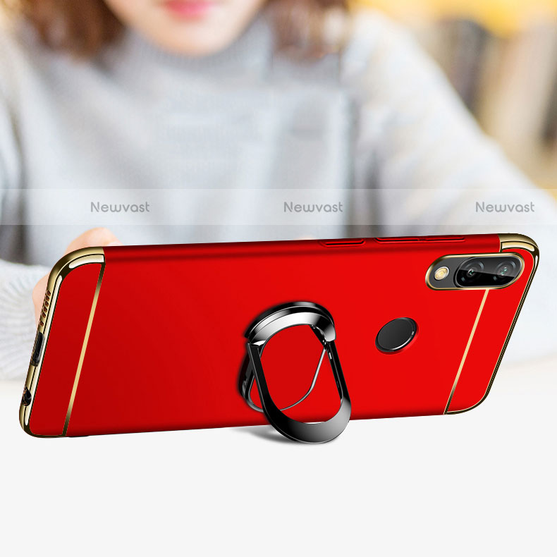 Luxury Metal Frame and Plastic Back Cover with Magnetic Finger Ring Stand for Huawei Nova 3i Red