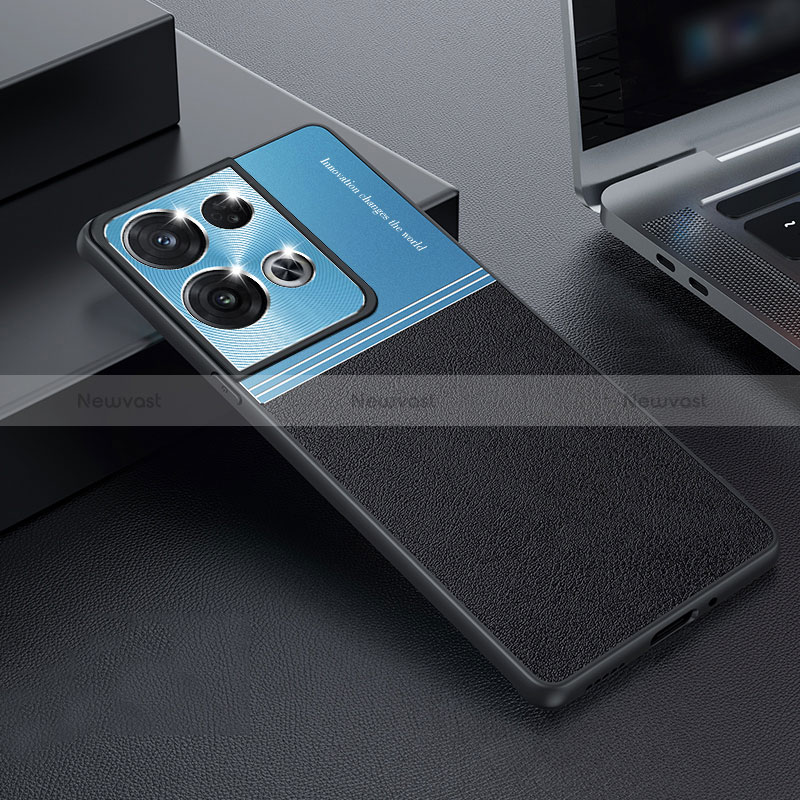 Luxury Metal Frame and Silicone Back Cover Case for Oppo Reno9 Pro 5G Blue