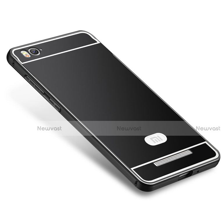 Luxury Metal Frame and Silicone Back Cover Case M01 for Xiaomi Mi 4i Black
