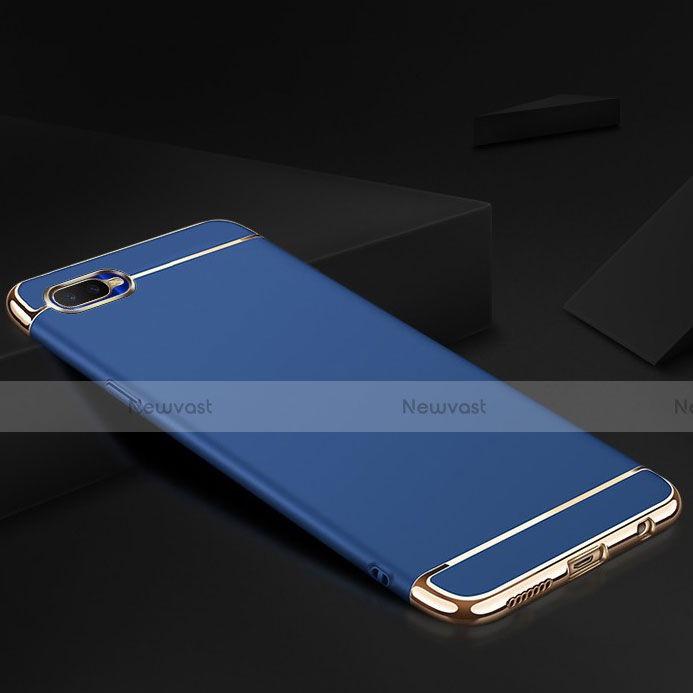 Luxury Metal Frame and Silicone Back Cover Case M02 for Oppo R17 Neo Blue