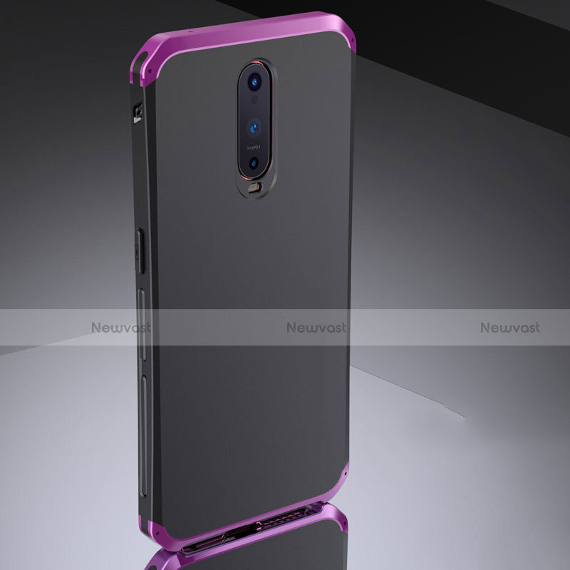 Luxury Metal Frame and Silicone Back Cover Case M02 for Oppo R17 Pro Purple