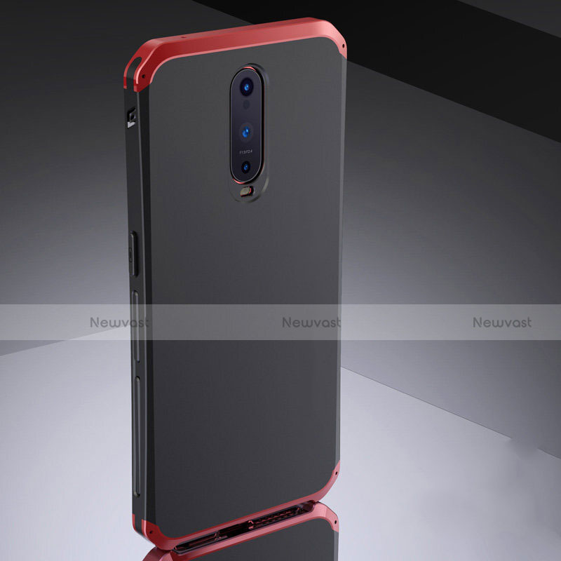 Luxury Metal Frame and Silicone Back Cover Case M02 for Oppo R17 Pro Red and Black