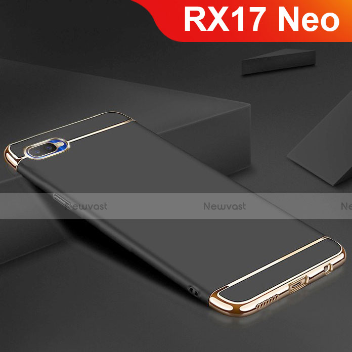 Luxury Metal Frame and Silicone Back Cover Case M02 for Oppo RX17 Neo Black