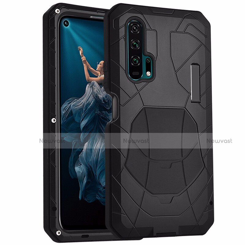 Luxury Metal Frame and Silicone Back Cover Case T01 for Huawei Honor 20 Pro Black