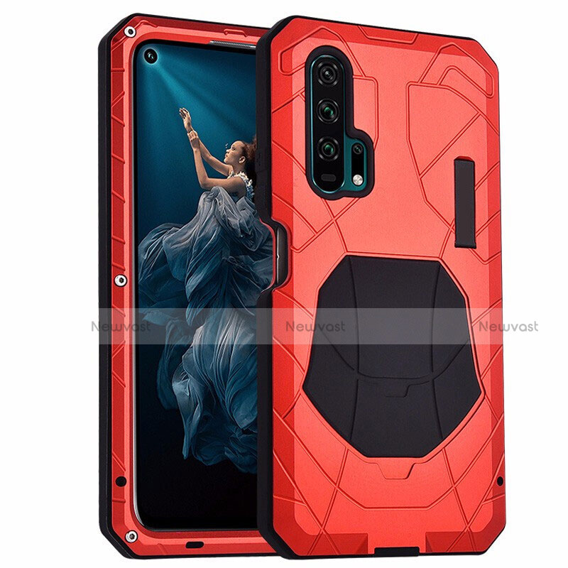 Luxury Metal Frame and Silicone Back Cover Case T01 for Huawei Honor 20 Pro Red