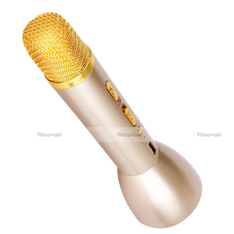 Luxury Mini Handheld Bluetooth Microphone Singing Recording Gold