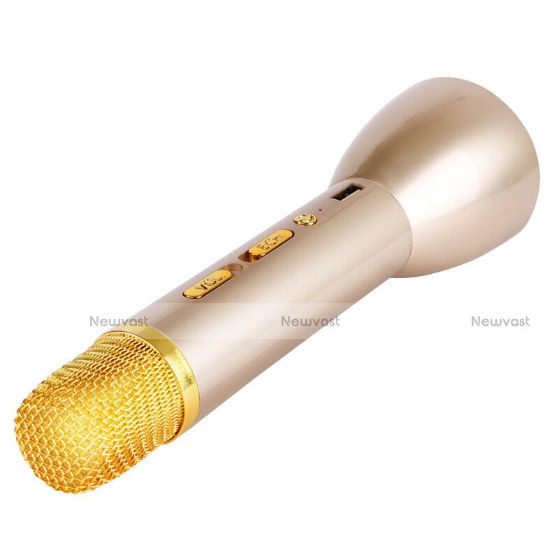 Luxury Mini Handheld Bluetooth Microphone Singing Recording Gold