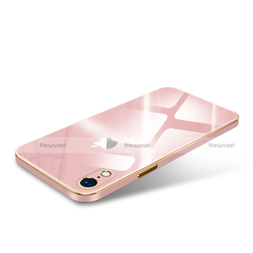 Luxury Silicone Transparent Mirror Frame Case Cover for Apple iPhone XR Pink
