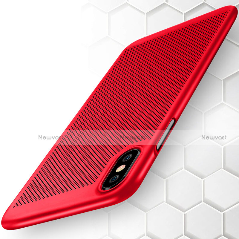 Mesh Hole Hard Rigid Case Back Cover for Apple iPhone Xs Max Red