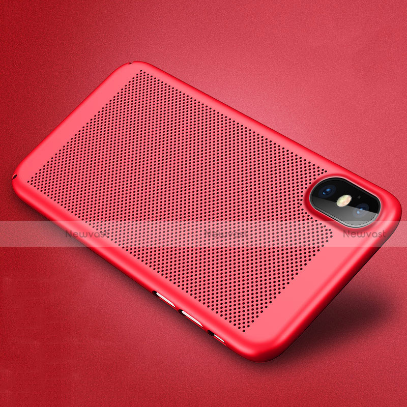 Mesh Hole Hard Rigid Case Back Cover for Apple iPhone Xs Red