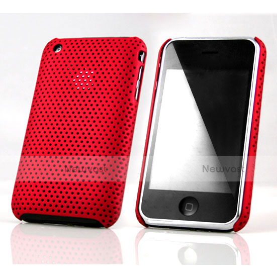 Mesh Hole Hard Rigid Snap On Case Cover for Apple iPhone 3G 3GS Red