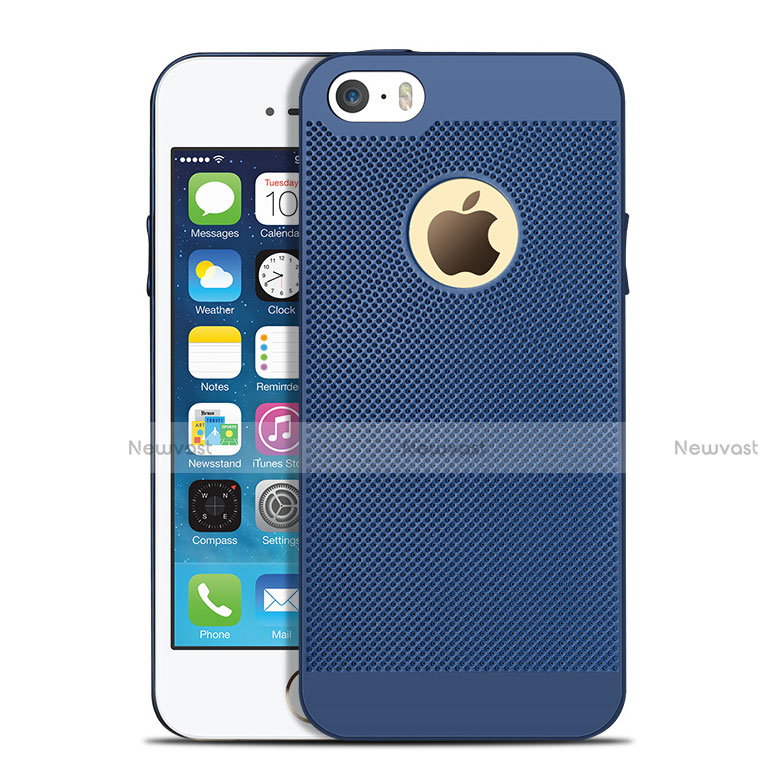 Mesh Hole Hard Rigid Snap On Case Cover for Apple iPhone 5 Blue