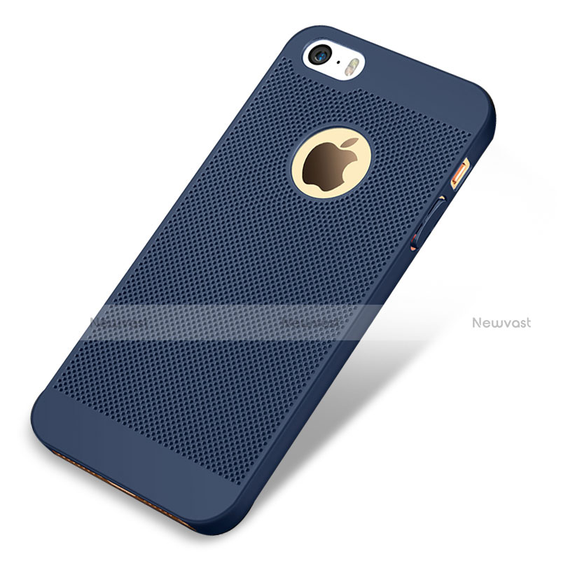 Mesh Hole Hard Rigid Snap On Case Cover for Apple iPhone 5 Blue