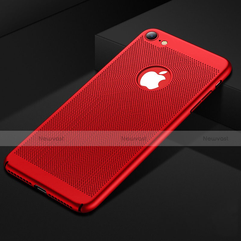 Mesh Hole Hard Rigid Snap On Case Cover for Apple iPhone 8 Red