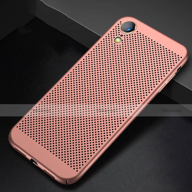 Mesh Hole Hard Rigid Snap On Case Cover for Apple iPhone XR Rose Gold