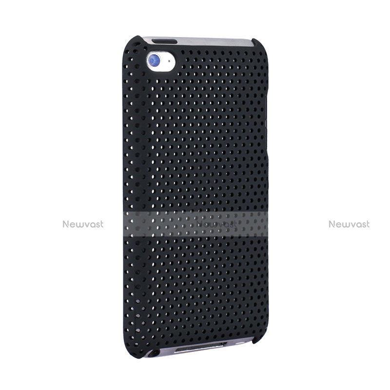 Mesh Hole Hard Rigid Snap On Case Cover for Apple iPod Touch 4 Black