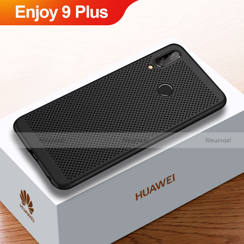 Mesh Hole Hard Rigid Snap On Case Cover for Huawei Enjoy 9 Plus Black