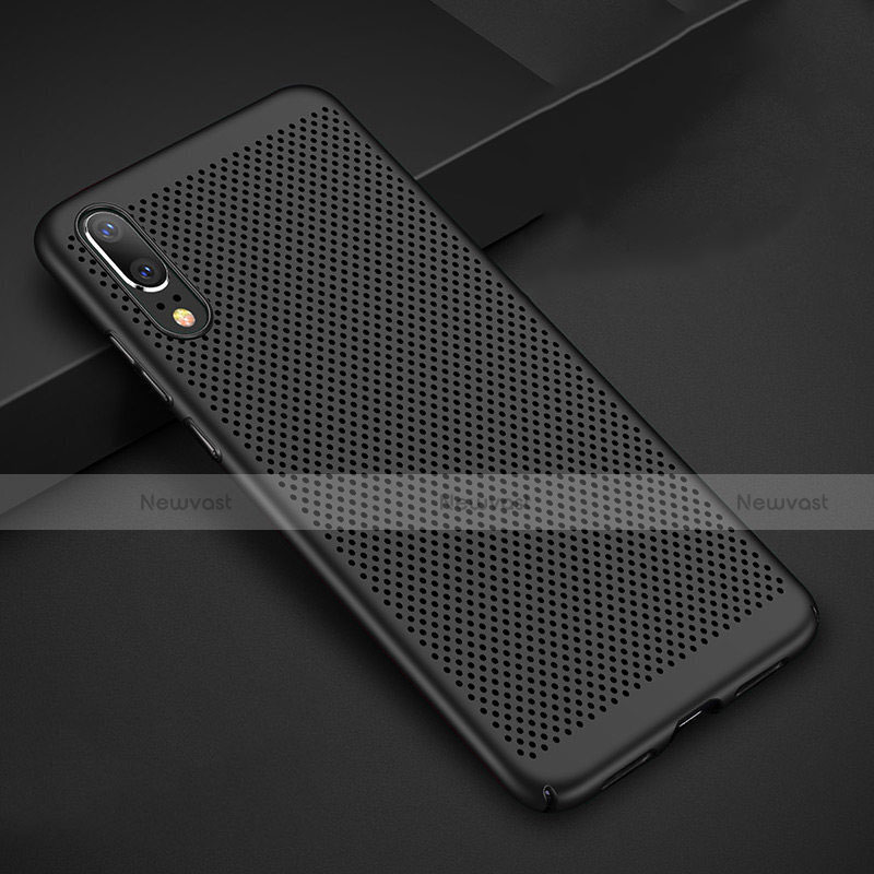 Mesh Hole Hard Rigid Snap On Case Cover for Huawei P20 Black